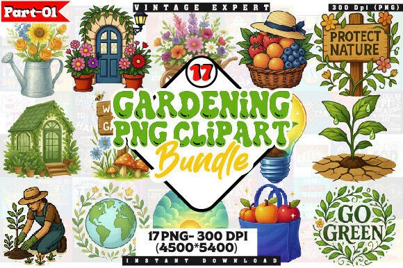 Download Cozy Gardening Clipart PNG Bundle - Png Collection