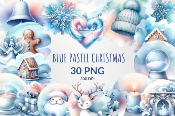 Download Blue Watercolor Christmas Sublimation - Premium Bundle