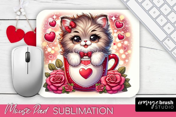 Download Valentines Mouse Pad Design Cute Cat PNG - Png Collection