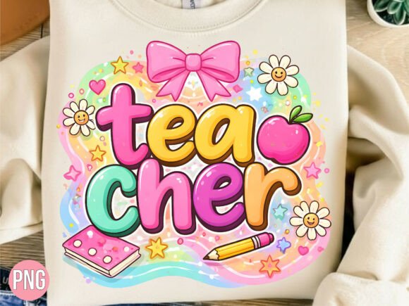Download Rainbow Teacher Apple Bow Notebook PNG - Png Collection